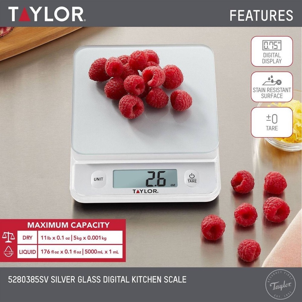 Taylor Digital Kitchen Glass Top 11lb Food Scale